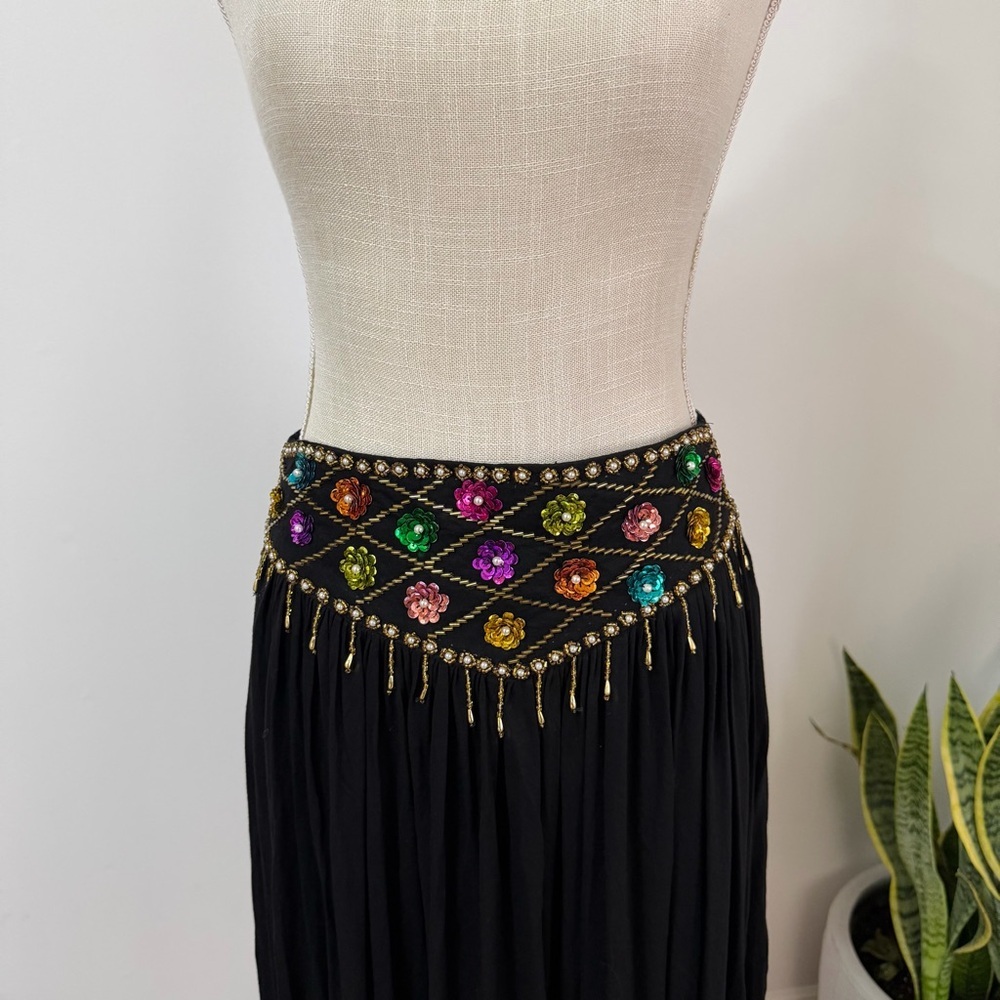 Vintage Tara’s Stars Flower Handmade Skirt with Pockets Black Size Large - Picture 12 of 12